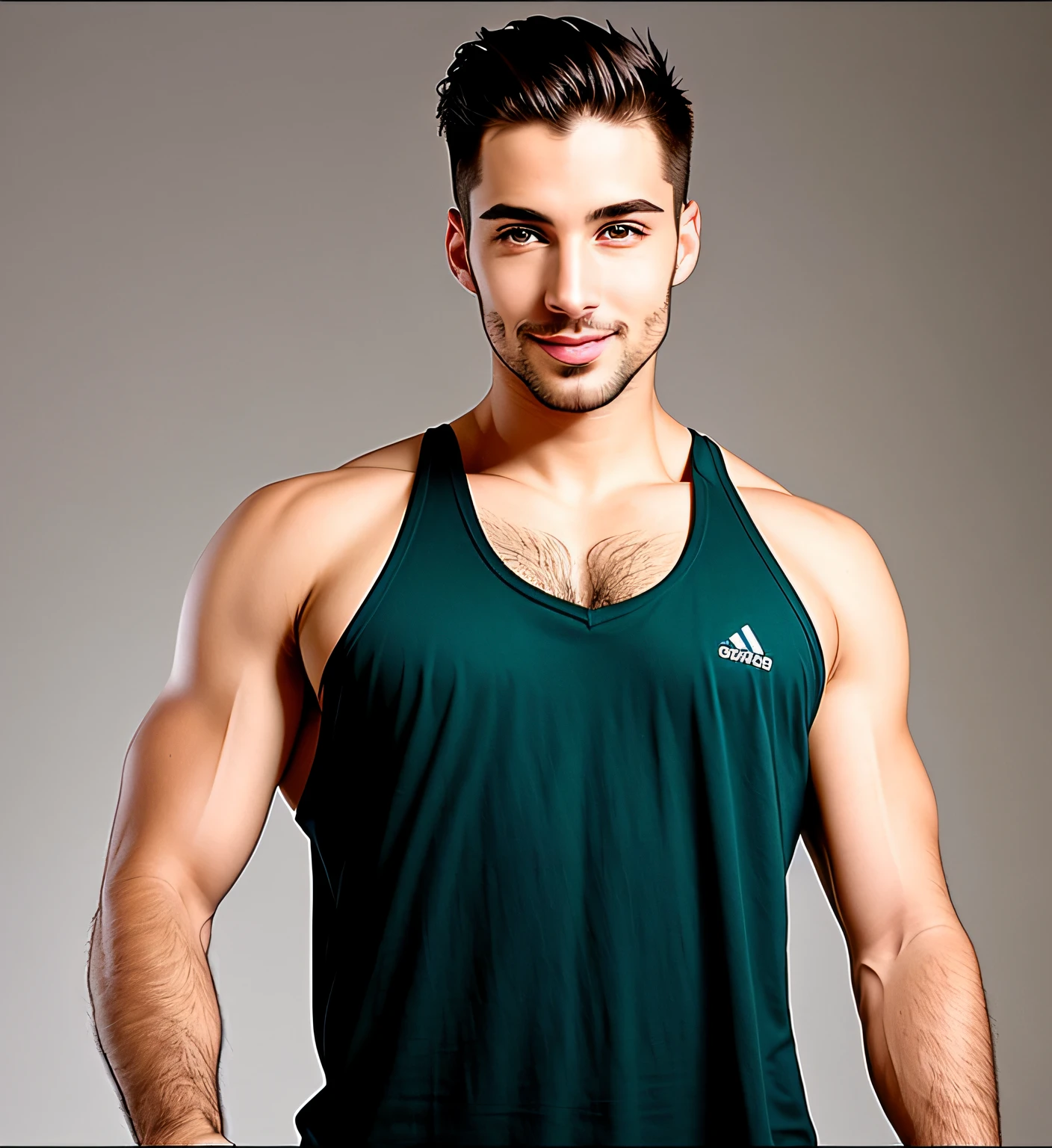 Make the right arm outstretched with an open hand so it looks like the model asking you to reach out and take his hand.