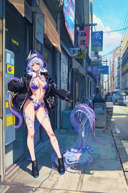 Stema Peace、fullnude、upturned breasts、Embarrassing and embarrassed、A large amount of love juice flows out、Squirting、Nipple ring、Drooling、The whole body is reflected、Ahegao、(Raped by tentacles、1.Photoreal Stick、Zoshi standing in the city、Wearing a jacket、