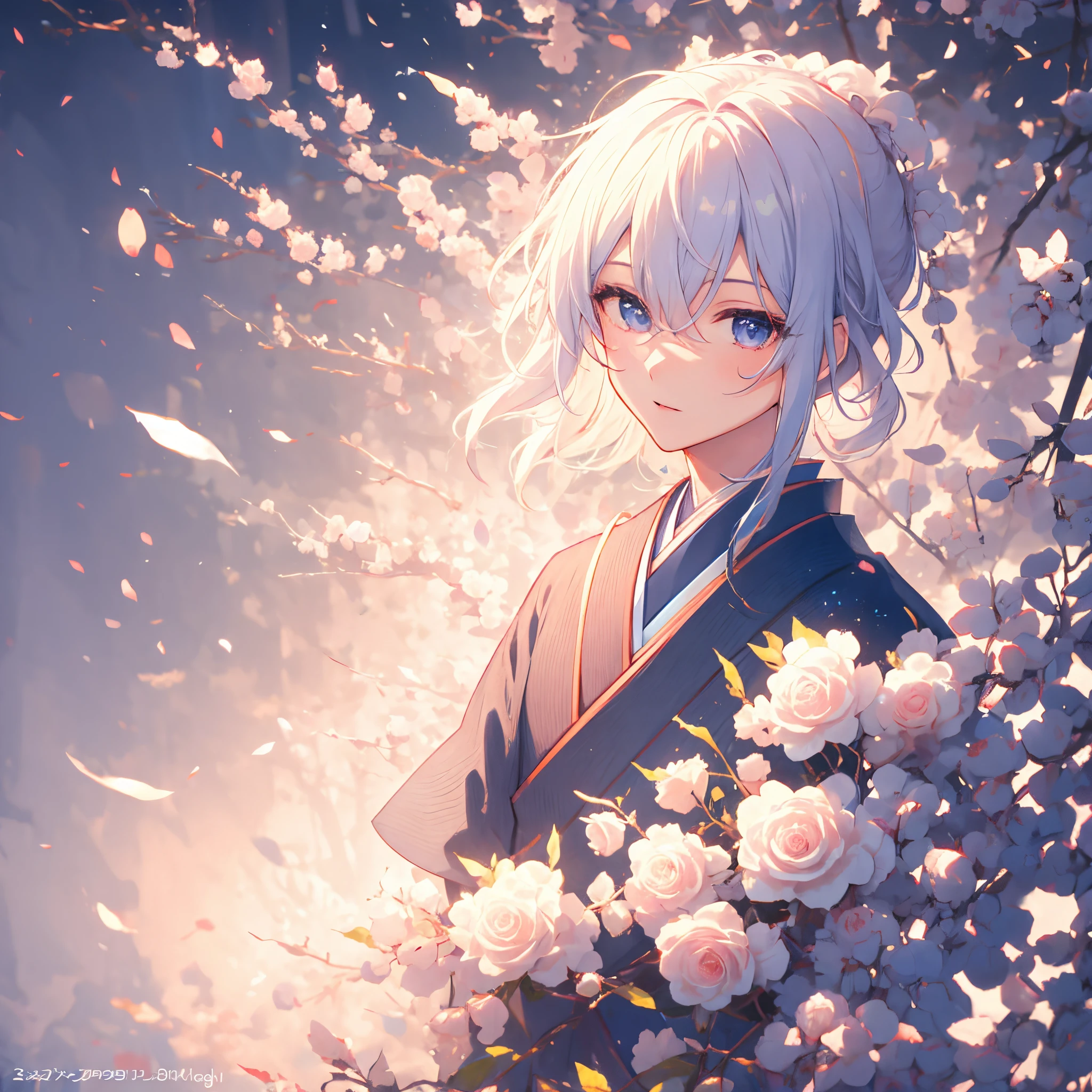 solid background,high high quality,head portrait,Young Japanese male,glomy,hair over eye