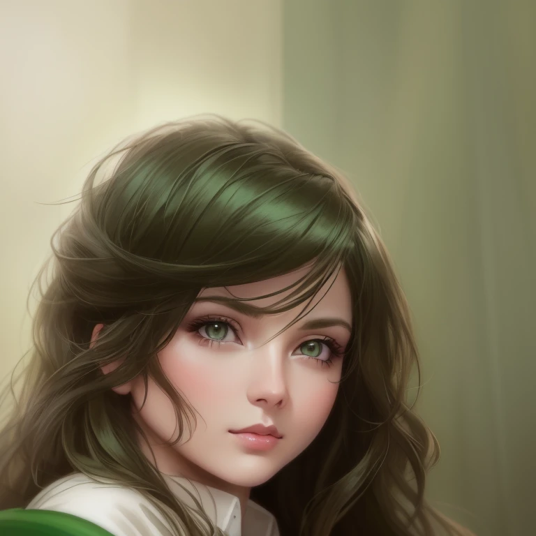 there a woman with long hair and green eyes posing for a photo, Pintura realista de chica linda, Al estilo de WLOP, ADorable pintura Digital, highly detailed character, gorgeous digital painting, Retrato detallado del personaje, Arte digital realista 4K, Arte digital realista 4K, Retrato detallado de Anime Girl, Renderizado retrato 8K, Detailed Matte Fantasy Portrait, Retrato de personaje en primer plano