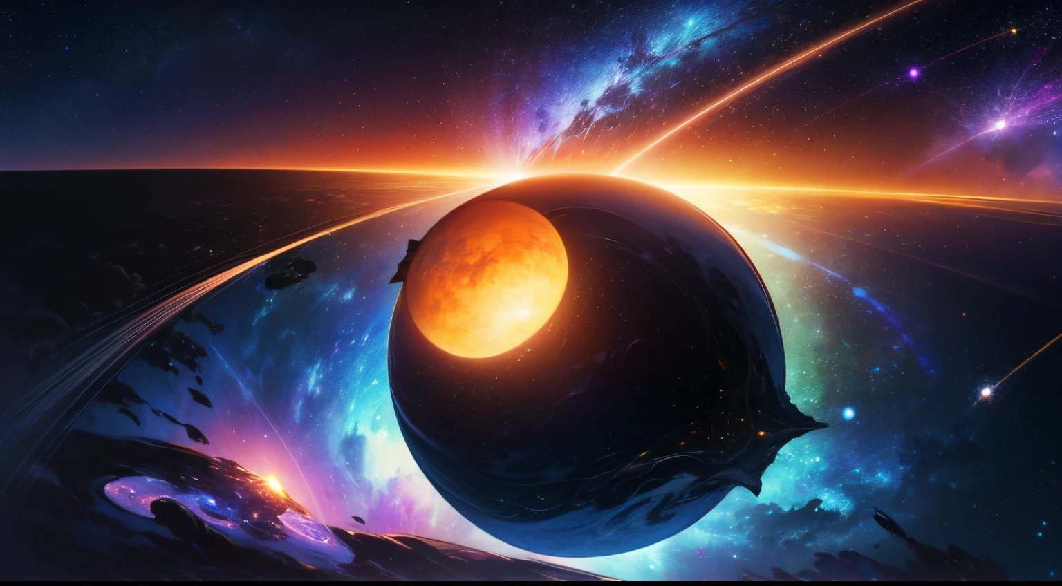 (La mejor calidad,4k,8k,Altas Resoluciones,Obra maestra:1.2),Ultra detallado,(realista,fotorrealista,fotorrealista:1.37),arte planetario,sistema solar,cielo nocturno,estrellas brillantes,Cosmic Wonders,Cuerpos celestes,planetas en movimiento,Orbiting planets,space exploration,astronomy,Viaje interestelar,exoplanetas,alien worlds,galaxias distantes,Nebulosas,viveros estelares,Explosiones estelares,Milky Way Galaxy,intergalactic journey,cosmic dust,Continuo espacio-tiempo,Materia oscura,revelando el universo,Belleza infinita,astrophotography,Galactic Adventures,universo misterioso,Cosmic Energy,Explorando lo desconocido,Constelaciones estelares,Celestial Navigation,stellar dynamics,Deep space exploration,CosmicLandscapes,vista de astronauta,universo espectacular,Paisajes impresionantes,horizontes lejanos,Espacio luminoso,Estrellas pulsantes,cosmic ballet,Paisaje lunar,visiones de otro mundo,enigmatic space,cosmos cautivador,ever expanding universe,auroras coloridas