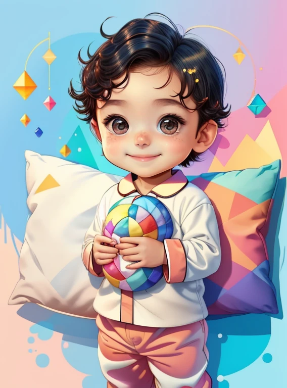 ) ((cute baby boy smiling with pajamas holding a big pillow)) - Criador: Walt Disney2023) ), ,, ( Walt Disney acolchoamento ,multidimensional geometric wall PORTRAIT, arte, Chibi,
Yang08k, lindo, Colouring,Rose
Primary works, qualidade superior, melhor qualidade, Arte Oficial, Beautiful and Aesthetic,)) ), ,,  Walt Disney acolchoamento ,multidimensional geometric wall PORTRAIT, arte, Chibi,
Yang08k, lindo, (Colouring, rosa), amarelo ,azul ,vermelho e branco)
Primary works, qualidade superior, melhor qualidade, Arte Oficial, Beautiful and Aesthetic,