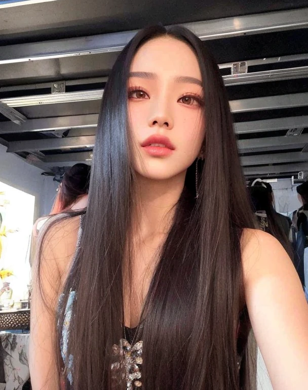 mulher araffed com longos cabelos escuros e um colar em, jossi do blackpink, jisoo do blackpink, Jisoo do Blackpink, jennie blackpink, dilraba dilmurat, Gongbi, com cabelos longos, Asian girl with long hair, Retrato de Jossi de Blackpink, penteado liso, Sha Xi, Retrato Jisoo Blackpink, Heonhwa Choe