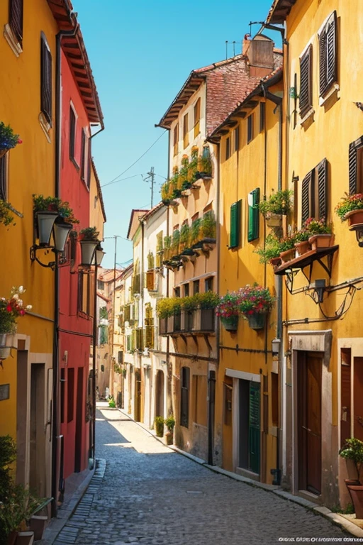 (masterpiece, top quality, best quality, official art, beautiful and aesthetic:1.2),extreme detailed,colorful,highest detailed, Italian village buildings,street scene