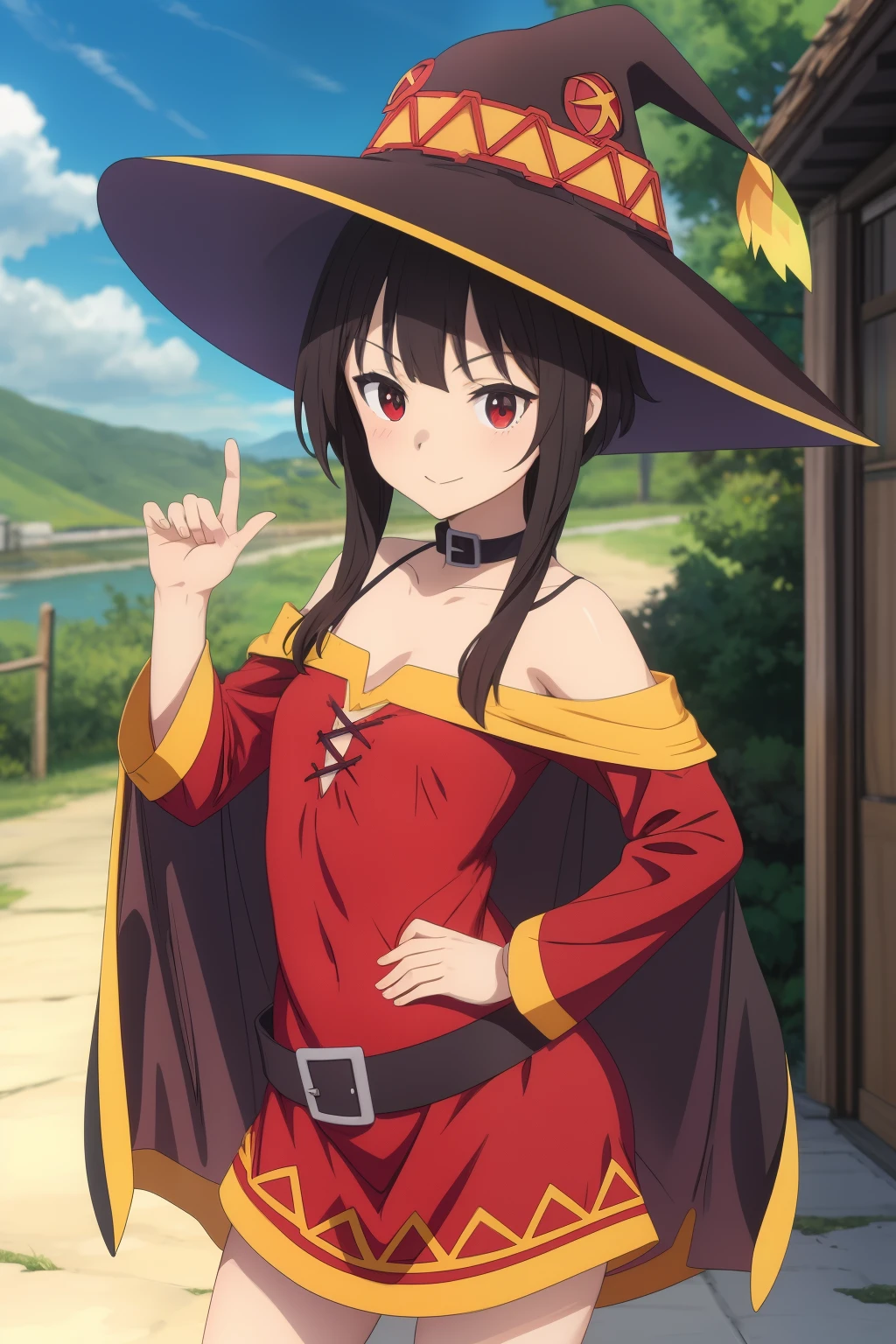 Obra maestra, La mejor calidad, Megumin con un sombrero de mago, Estilo simple, intimo, Vestido de noche