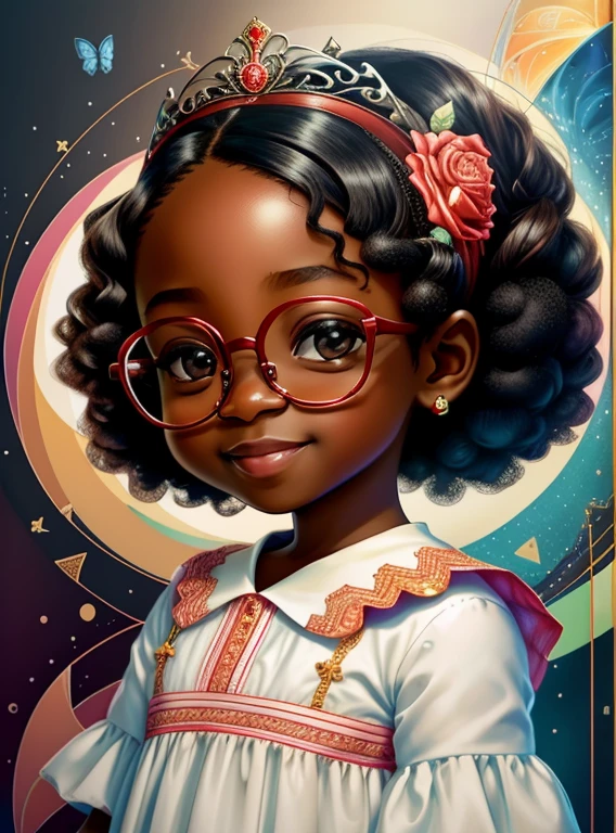 (cute black baby girl smiling with glasses, a princess dress, butterflies) stylized identical to 1940 |)), acolchoamento ,multidimensional geometric wall PORTRAIT, arte, Chibi,
Yang016K, lindo,(( cor vermelha predominante, rosa e branco))
Primary works, qualidade superior, melhor qualidade, Arte Oficial, Lindo e Estetaduardo Kobra acolchoamento ,multidimensional geometric wall PORTRAIT, arte, Chibo,detalhes