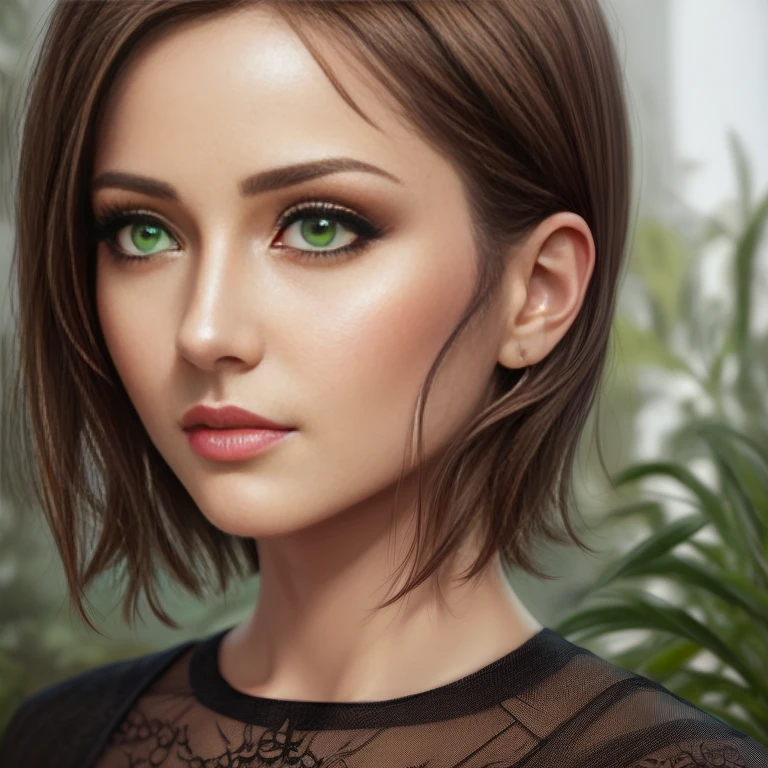 there a woman with short hair and green eyes, Arte digital realista 4K, Arte digital realista 4K, in digital illustration style, Estilo de arte realista, epic portrait illustration, digital illustration portrait, realistic artistic style, Awesome Digital Illustration, realistic digital illustration, Arte digital detallado 4K, Pintura digital de dibujos animados, Dibujo digital realista, Gran arte digital con detalles
