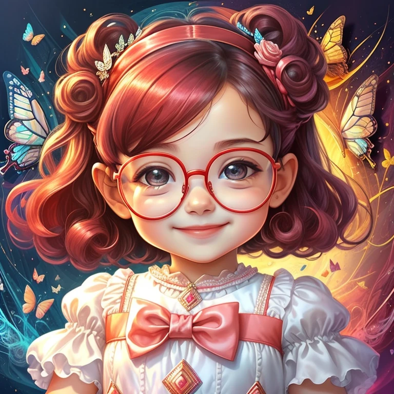 (cute baby girl smiling with glasses, a princess dress, butterflies) stylized identical to 1940 |)), acolchoamento ,multidimensional geometric wall PORTRAIT, arte, Chibi,
Yang016K, lindo,(( cor vermelha predominante, rosa e branco))
Primary works, qualidade superior, melhor qualidade, Arte Oficial, Lindo e Estetaduardo Kobra acolchoamento ,multidimensional geometric wall PORTRAIT, arte, Chibo,detalhes