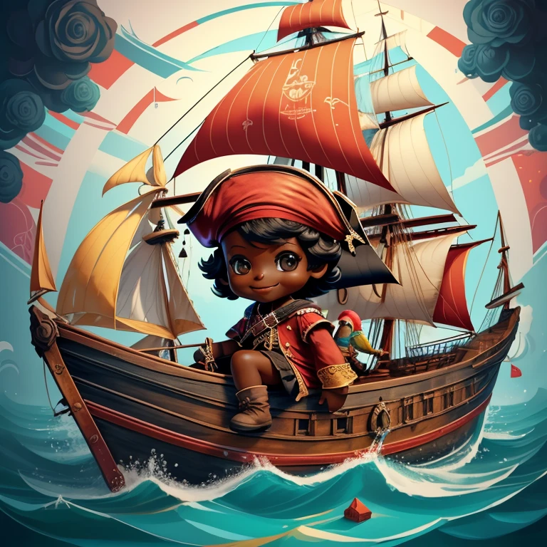 (cute black baby pirate smiling with ship and parrot) stylized identical to 1940 |)), acolchoamento ,multidimensional geometric wall PORTRAIT, arte, Chibi,
Yang016K, lindo,(( cor vermelha predominante, rosa e branco))
Primary works, qualidade superior, melhor qualidade, Arte Oficial, Lindo e Estetaduardo Kobra acolchoamento ,multidimensional geometric wall PORTRAIT, arte, Chibo,detalhes