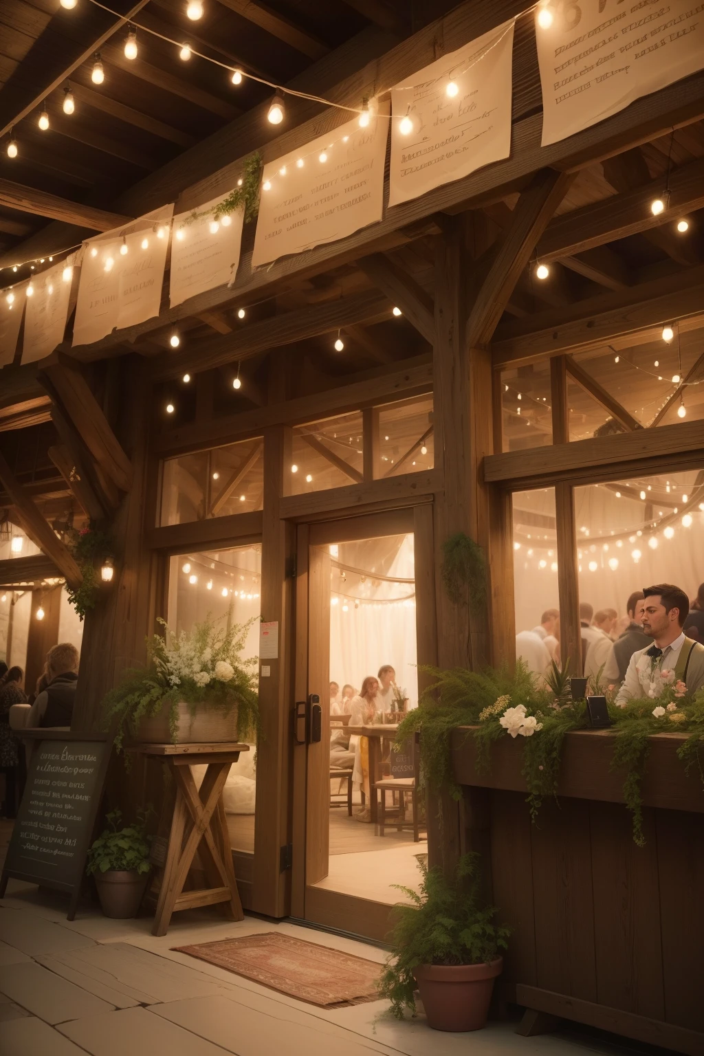 infuse charm into your reception with rustic boho wedding decor. One of the best ways is to use natural elements in your decorations. This can be anything from using wood elements to string lights. You can even use greenery and flowers to add a pop of color.
