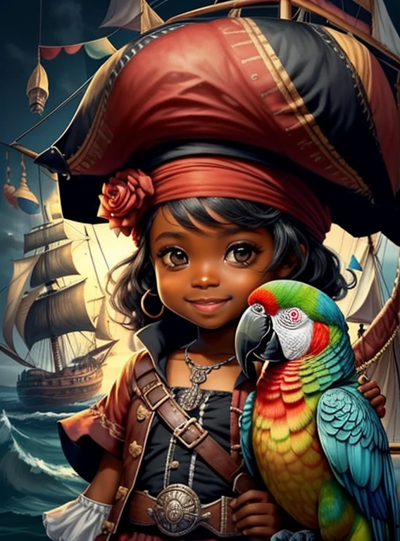 (cute black baby girl pirate smiling with ship and parrot) stylized identical to 1940 |)), acolchoamento ,multidimensional geometric wall PORTRAIT, arte, Chibi,
Yang016K, lindo,(( cor vermelha predominante, rosa e branco))
Primary works, qualidade superior, melhor qualidade, Arte Oficial, Lindo e Estetaduardo Kobra acolchoamento ,multidimensional geometric wall PORTRAIT, arte, Chibo,detalhes