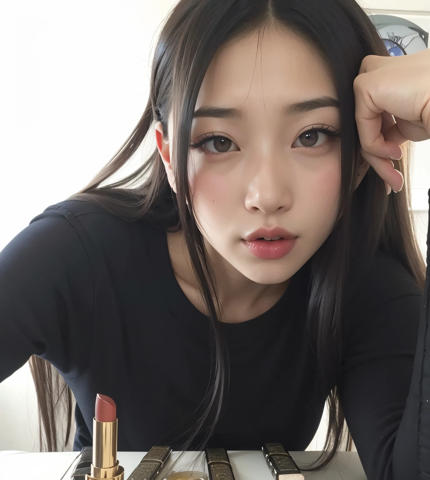 Jenny kim. Juicy lips, blonde hair. Very Ultra HD