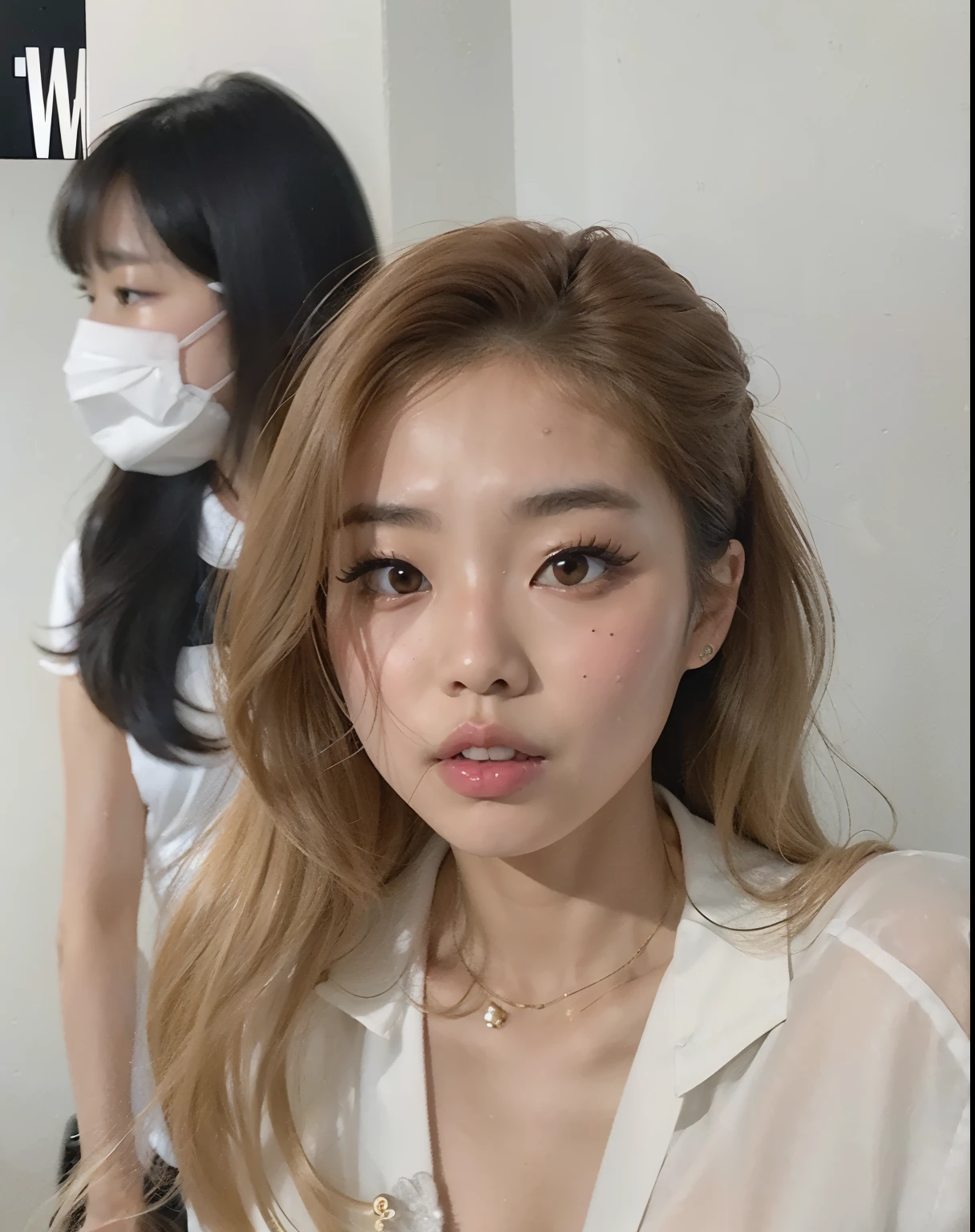 Asian woman araffed with a white shirt and mask, jennie blackpink, Cl, Directed by: Ayami Kojima, Chiho, aoi ogata |, Ayami Kojima Amano, Kumadori Maquiagem, Fotografia selfie 8k, Ana Takamaki, japanese model, jossi do blackpink, Sobre Ishida, natsumi mukai artwrok