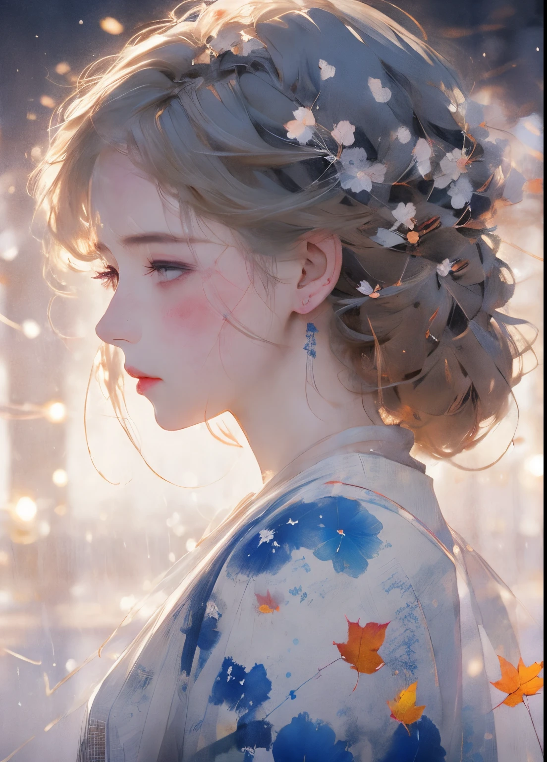 A woman with a flower in her hair and a blue dress - SeaArt AI