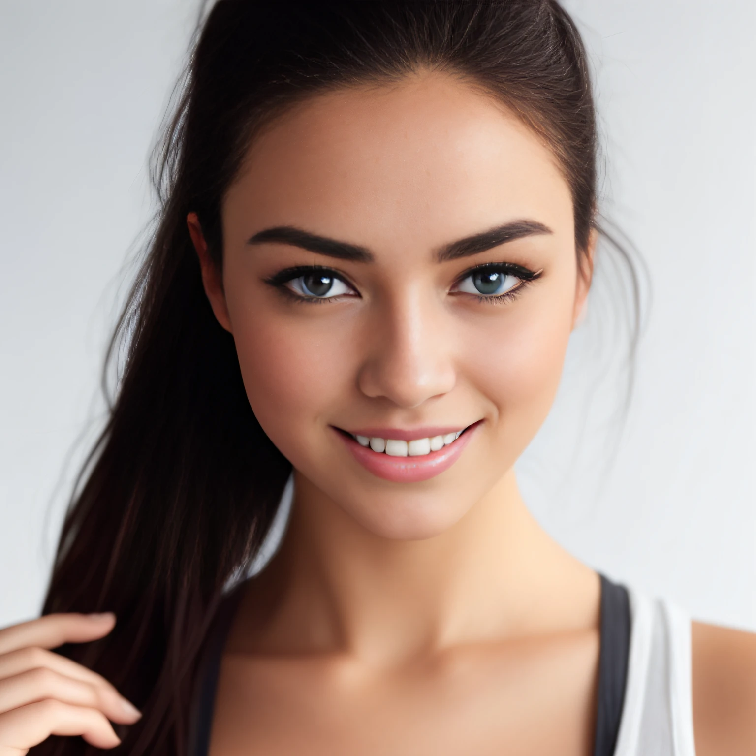 masterpiece, best quality, ultra-detailed),(1fox), blue eyes, long hair, brunette, dynamic angle, dynamic posture, natural light, floating, (|black top), (jeans:1.2|leather pants:0.9), (silver strap:1.2|watch), (natural background:0.8| cityscape), (smile:0.8| serious expression), (light in hair), many drops of water:0.8
