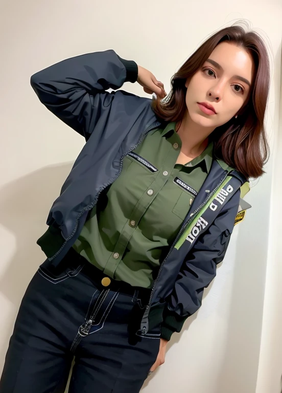 obra-prima, melhor qualidade, mulher, centauro, extemely detalhado, olhando para o espectador, , alto, corpo inteiro, 1girl, solo, militar, Tactical Jacket, cinto, mochila, saco de sela, botas longas em um quarto(Dutch angle )