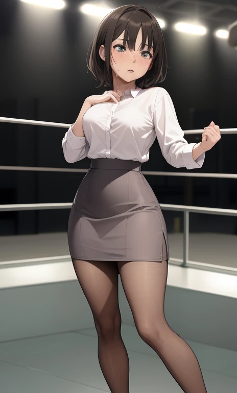 white shirt、Black pencil skirt、pantyhose、pumps