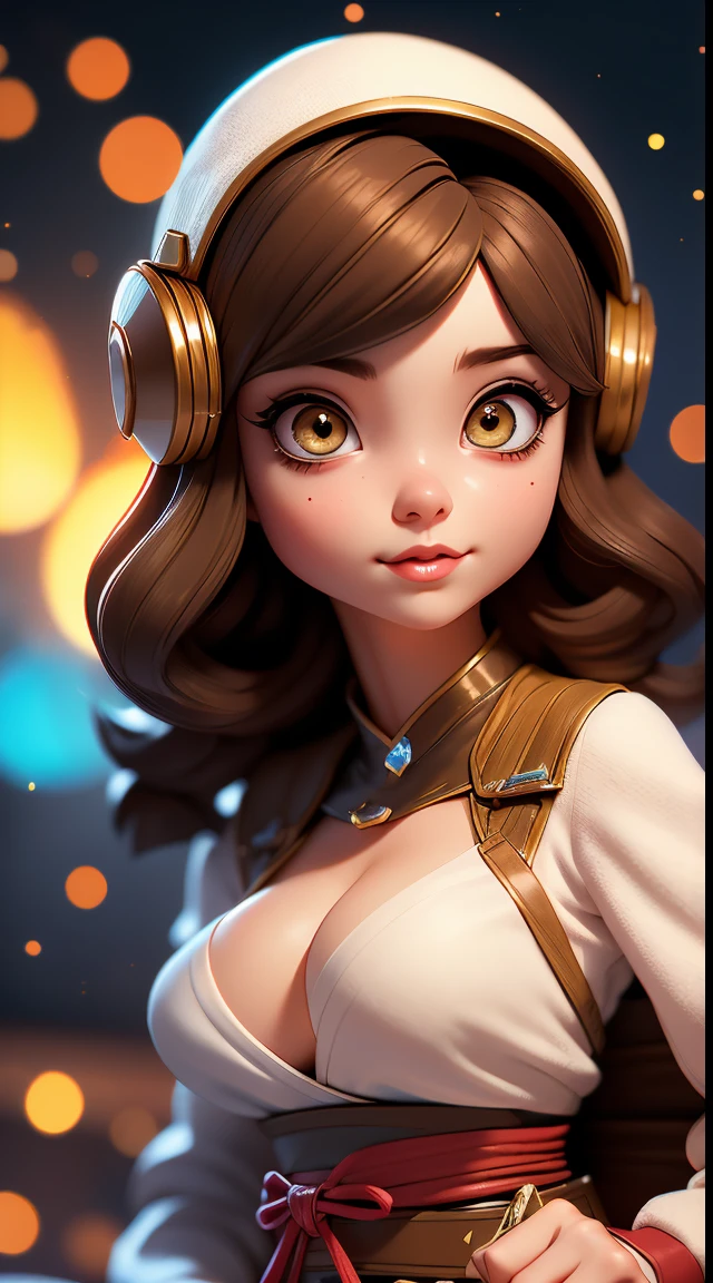 HighDynamicRange, (cinematic framing: 1.3), extremist, hoang lap: 1.2, Cordas Portela 400, bokeh: 1.2, lens flare glow, (vibrant with colors: 1.2), 电影灯光, ambientlighting, Side lighting, Exquisitedetailsandtextures, H. Ziger and Beksinsky rivers, A beautiful robot, katana swords, samurais, long flowing brown hair, White skin of the, a black cloak, General, leader, scientific fiction, A detailed eye, Very rich facial details, Complex, Symmetrical face, Focus sharp, Impeccable, Models, closeup cleavage, textur, looking at the camera in, scientific fiction, lightand shade contrast, professional make-up, Realistis, coarse, Gritty, (Large breasts 1.2), 1 girl ,Seolhyun Lolaxi,listen or not