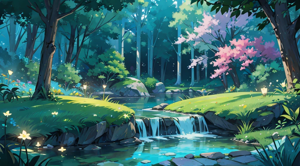 brook, clear water, magical night, relaxation, beautiful scenery