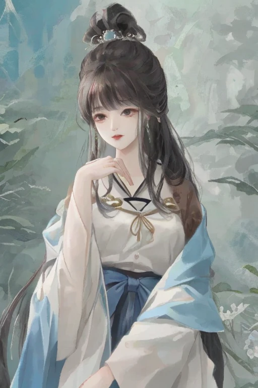 ((4k,masterpiece,best quality)), shuimobysim, Chinese painting, lotus, Hanfu, maxikit, conservatively dressed 1 boy, solo, white hair, fox ears, white, fish, there are many fish near the boy, look at the audience, tease oneeshota ,