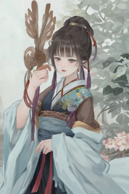 Ancient Chinese beauties flying in the sky,wearing ancient chinese costume,flowing tulle,seda clara,lazy posture,large lotus leaf,lotuses,estilo de pintura a tinta,cor limpa,corte decisivo,Leave white space,impressionista,tmasterpiece,hiper-detalhado,Epic composition, alta qulidade, HighestQuali, 4k --v 6