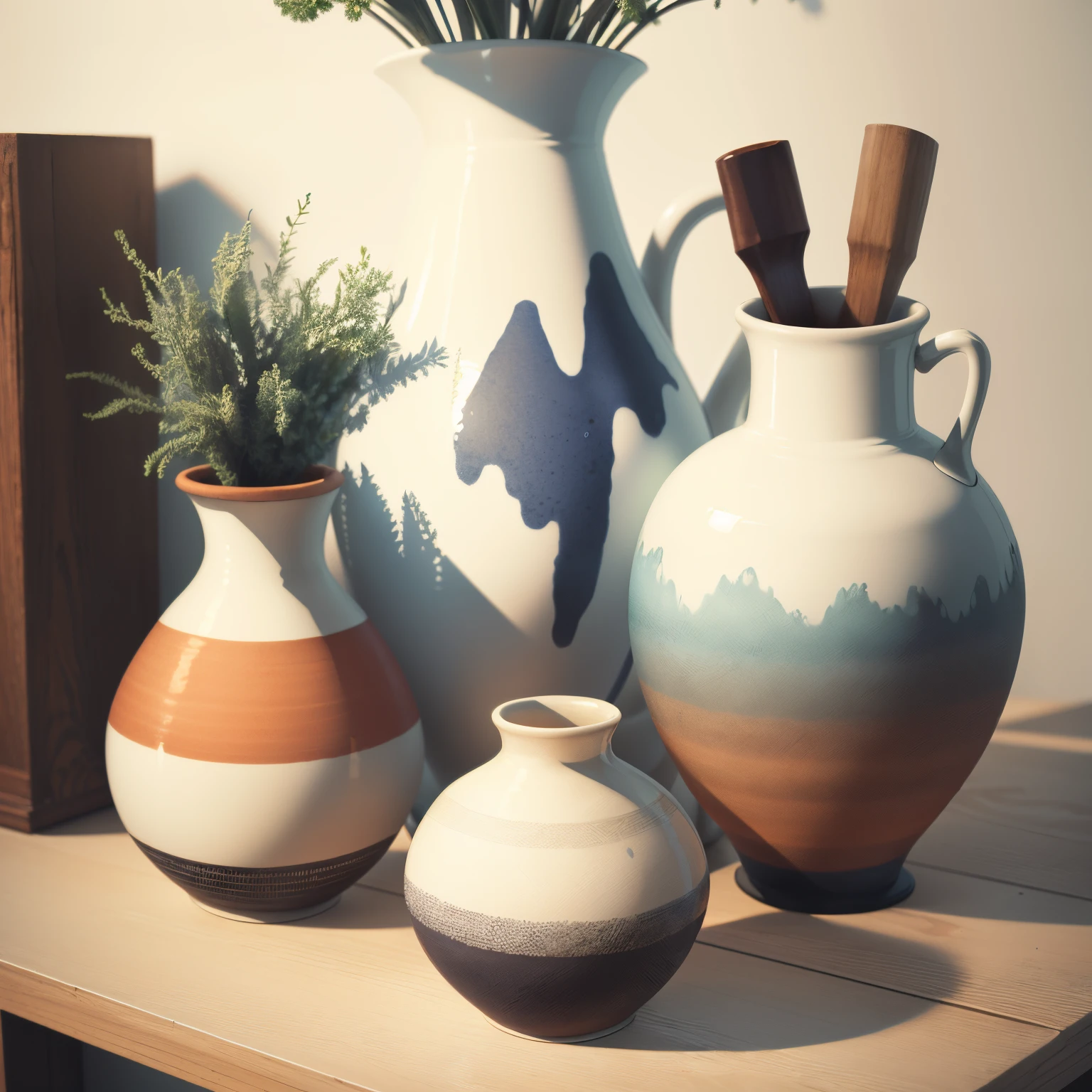 vases，ceramics，horizontal lines texture