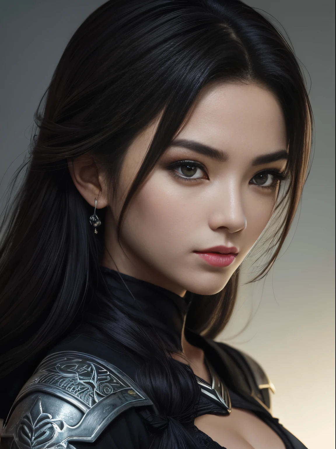 Sumi-e, arte tradicional da tinta chinesa, de uma deusa Korean bonita, no estilo de luis Royo, no estilo de Victoria Frances, trending em artstation, aquarela, ((obra-prima)), ((melhor qualidade)), papel de parede cg 8k extremamente detalhado, cores brilhantes, dramatic light, dinamic angle, cabelo bonito, impressionante, ventoso, alto detalhe, (olhos altamente detalhados), (highly detailed face features), corpo esbelto, corpo tonificado, rosto perfeito, lean athletic body, (seios pequenos perky: 0. 75), (atitude fria, sombra, delineador: 1. 6), fantasia retro, hyper-hiperrealista, amazing fine detail, cores ricas, textura realista, vinheta, moody, escuro, epic, lindo, magica