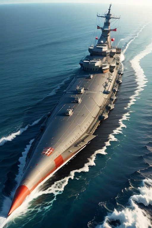 Battleship Yamato Futuristic wind Angle from the air
