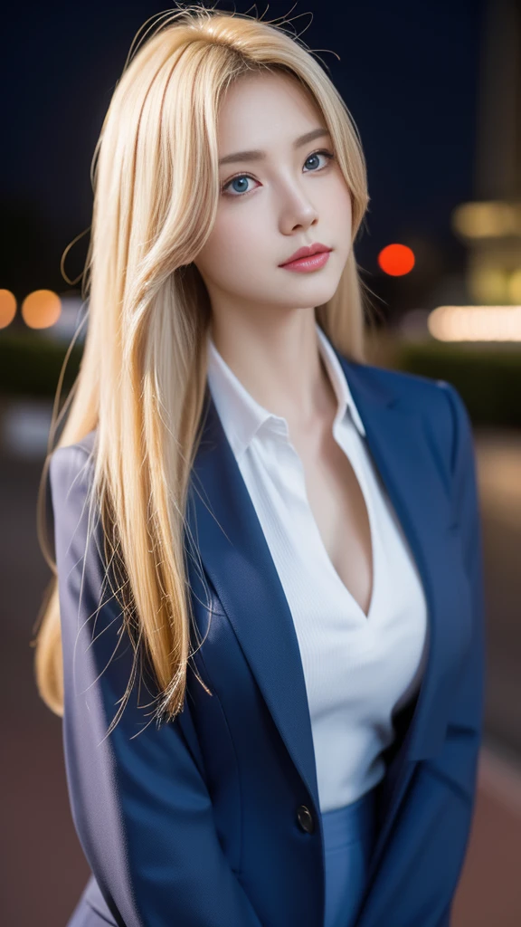 Beautiful elven woman with long, slender ears, big breasts, slender figure, slanted blue eyes, semi-long blond hair, business suit, white shirt, grey trousers, sitting on a bright park bench, taking a break, happy expression, only one person, full body portrait, full body photo (8K, RAW shooting, top quality 1), (Real), ultra realistic, realistic capture, high detail, high resolution 16K human skin close-up Skin texture must be natural and so detailed that pores can be finely identified Mix4, 20d, SOLO, full body, look-at viewer, (8K, RAW shooting, top quality 1), (Real), (Real Photo 2), (Real Photo Realistic: 1.37), Professional Lighting, Photon Mapping, Radiosity, Physics-based rendering.