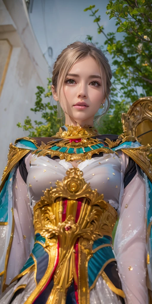 Ultra-detailed complex 3D rendering of the face, (masterpiece, top quality, octane rendering,), glamour shots, full body image, very beautiful young elves, cleavage, (highly detailed skin: 1.2), (exposure: 1.1), ((gold micro bikini studded with jewels: 1.95))))). 40k, (((very soft breasts)), (((noticeable large pink areola)), beautiful Caucasian woman with full soft breasts and dark skin with big buttocks, one, long braided hair, big breasts, dynamic angle, (((huge breasts: 2.4)), ultra-realistic photos, ((((blonde))), futuristic urban background, facial muscles, (((((detailed and glamorous gold crown)))), In the style of Marvel Comics, ArtStation Trends, Clear Focus, Intricate Detail, Very Detailed, Detailed Red Eyes, Very Detailed, Sharp Focus, Digital Rendering, Professional, Abs, Lip Gloss, Glossy Skin, (Glamorous Black Cape Lined with Fur: 1.95))))