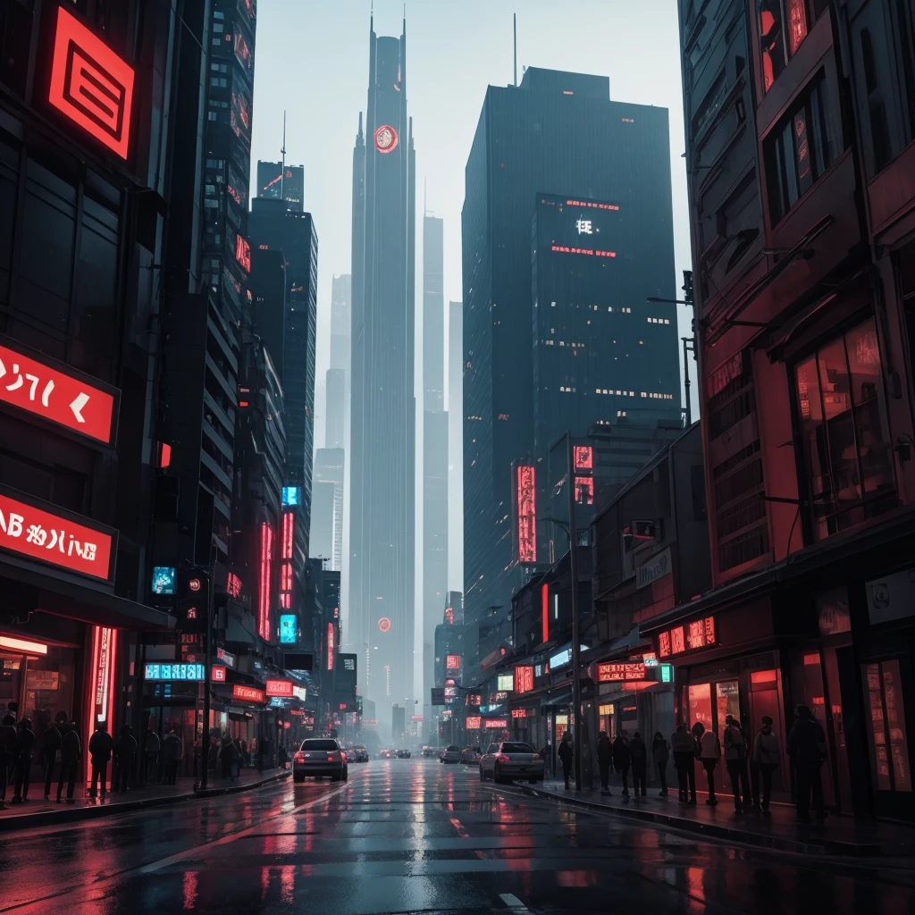 Reddish scenery buildings urban cyberpunk 4k dimension 2340x1080