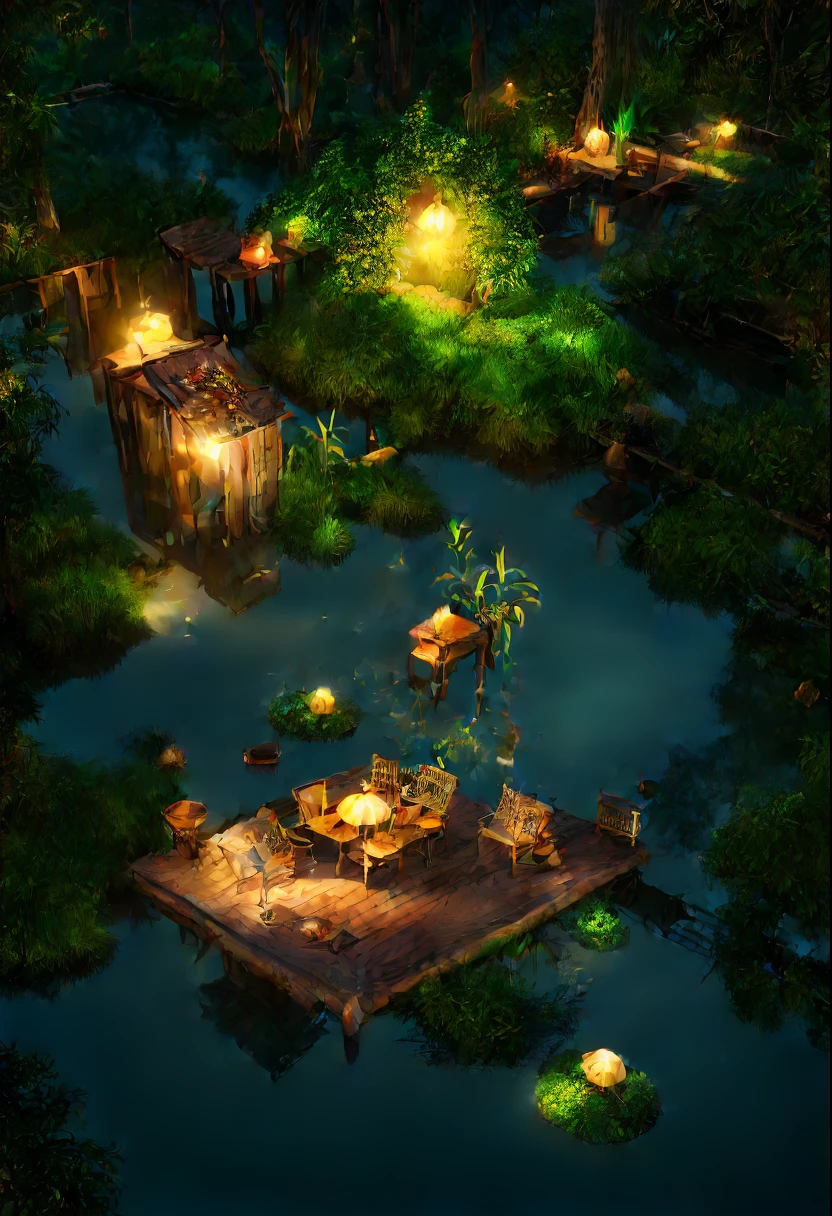 tmasterpiece，Best quality at best，Extremely beautiful reflection，The best reflections。（Very detailed CG unity 8K wallpaper），（Best quality at best），（The best illustrations），（The best shadoirl，silkouette，MuCoi，Delicate makeup，Quiet Jiangnan water town，Supai architecture，Beautiful roses，quiet streams，Glowing small mushrooms，surrounded by exquisite leaves and branches，There are also fireflies and glowing particle effects，，（nature elements），（Gangnam theme），（Foliage），（tree branch），（glowworm），butterflyquisite leaves），（with light glowing），（Particle effect）。 , Isometric 3D, Octane rendering, Ray traching, ultra-detailliert