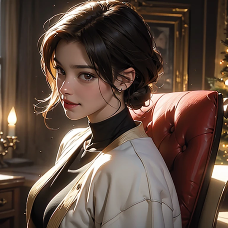 Maria Gomez (resident evil), Christmas red, nice smile, looking at camera