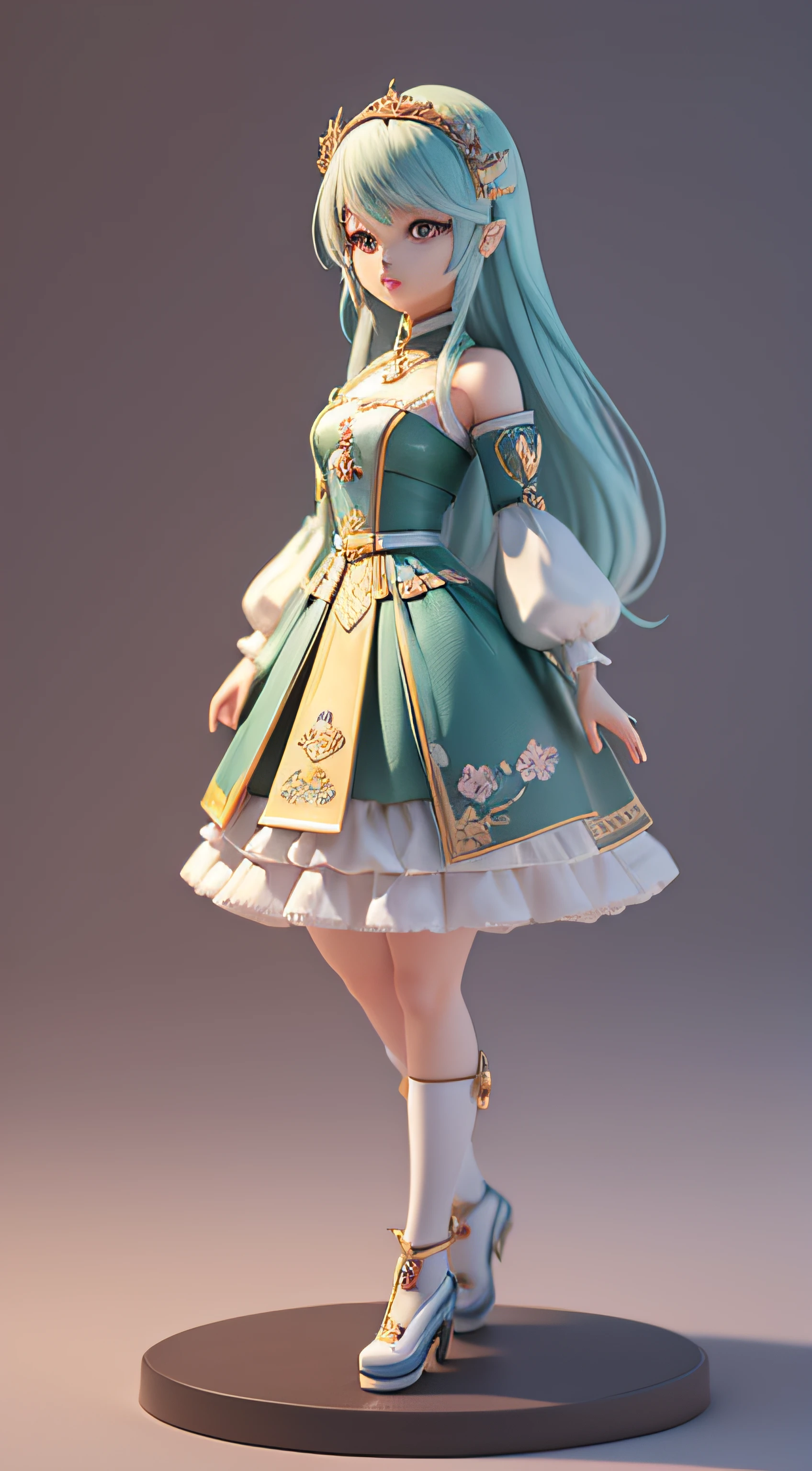 One guy，《Peace elite》role，femele，exceedingly，《Peace elite》，gaming character，Detailed rendering using 3D rendering technology，stylized expression of digital art。Render a cute 3D anime girl，stylized presentation，Adorable ceramic dolls and ultra-detailed fantasy characters appear simultaneously，Presented as a stylized 3D rendering。Cute images of forest creatures and digital art will also appear，The background depicts the atmosphere of April。