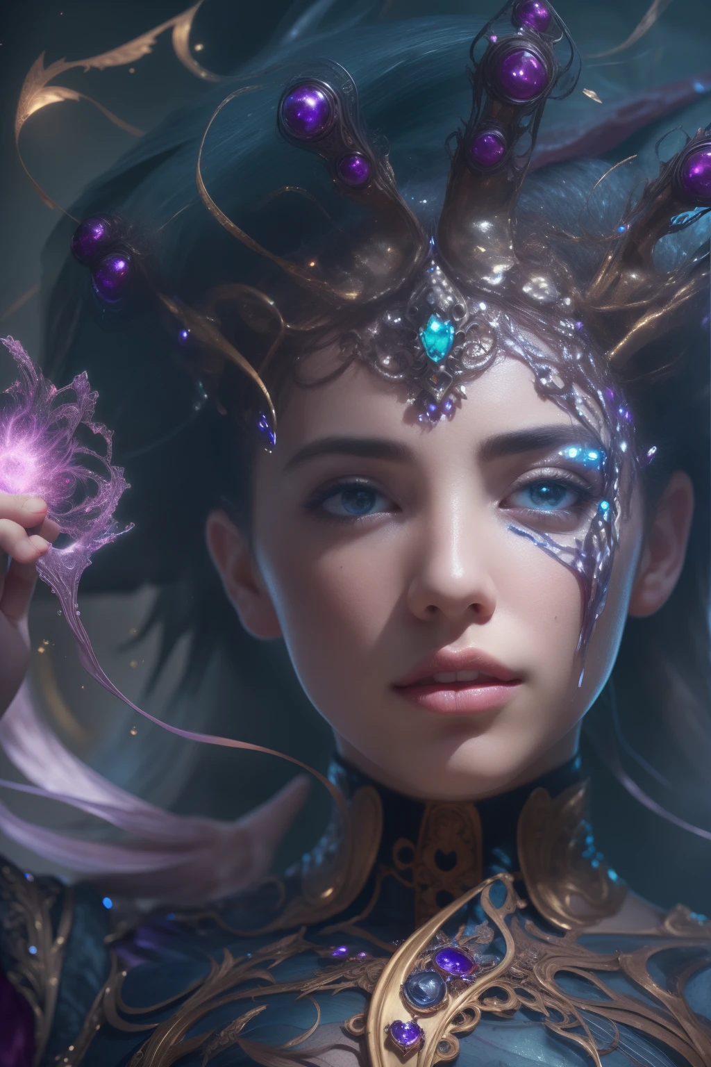 (Expression of ecstasy:1.2), From Side, Photorealistic, Official art, Unity 8k wallpapr, 8K Portrait, Best Quality, Very high resolution, (Incredibly beautiful nature background:1.6), One girl, One beautiful teenage italian girl, sixteen years old, Obscene, (Sexy and glamorous:1.1), (A coquettish expression:1.6), (small breasts with raised pink areolas,,,,,,,,,,,,:1.6), Vulgarity, (seductively smiling:1.2), (full body1.0), (erotic posing:1.5), (Magic Attack Pose:1.6),(magical effects like sparkles or energy:1.5), (Electric shock from hands:1.1), (Detailed blue bodysuit with beautiful fractal or marble design:1.5), (Beautiful and d delicate ruby, topaz, emerald and sapphire jewelry:1.45), Beautiful seductive face, Portrait, (Thick eyebrows:1.2), (Big purple eyes:1.2), Beautiful eyes with fine symmetry, (Ultra detailed eyes:1.4), (High resolution eyes:1.1), Intimate face, (ultra detailed skin texture:1.4), White skin, pale skin, Perfect Anatomy, Thin, (Beautiful toned body:1.1), Hair Bow, (Moist skin:1.1), full of sweat, No makeup, dark circles, Good anatomy, Focus Face, Good looking ing, (Emilia Clark:0.6) (Emma watson:0.3),(Jennifer Connelly:0.4), ( face:1.5), Elegant face, Nice, Dolce, Cyberpunk Sci-Fi, (Gauntlets with intricate and beautiful designs:1.2), Blurred background, Blurred foreground, depth of fieldotion Blur:1.1), Complex and colorful biomechanical bodysuit, Zentangle, mandalas, Entangled, (Small breasts:1.2), Sheer breast, (Beautiful :1.2), (NSFW:1.2), large hips, drivel, Juice stain, grabbing on breasts,