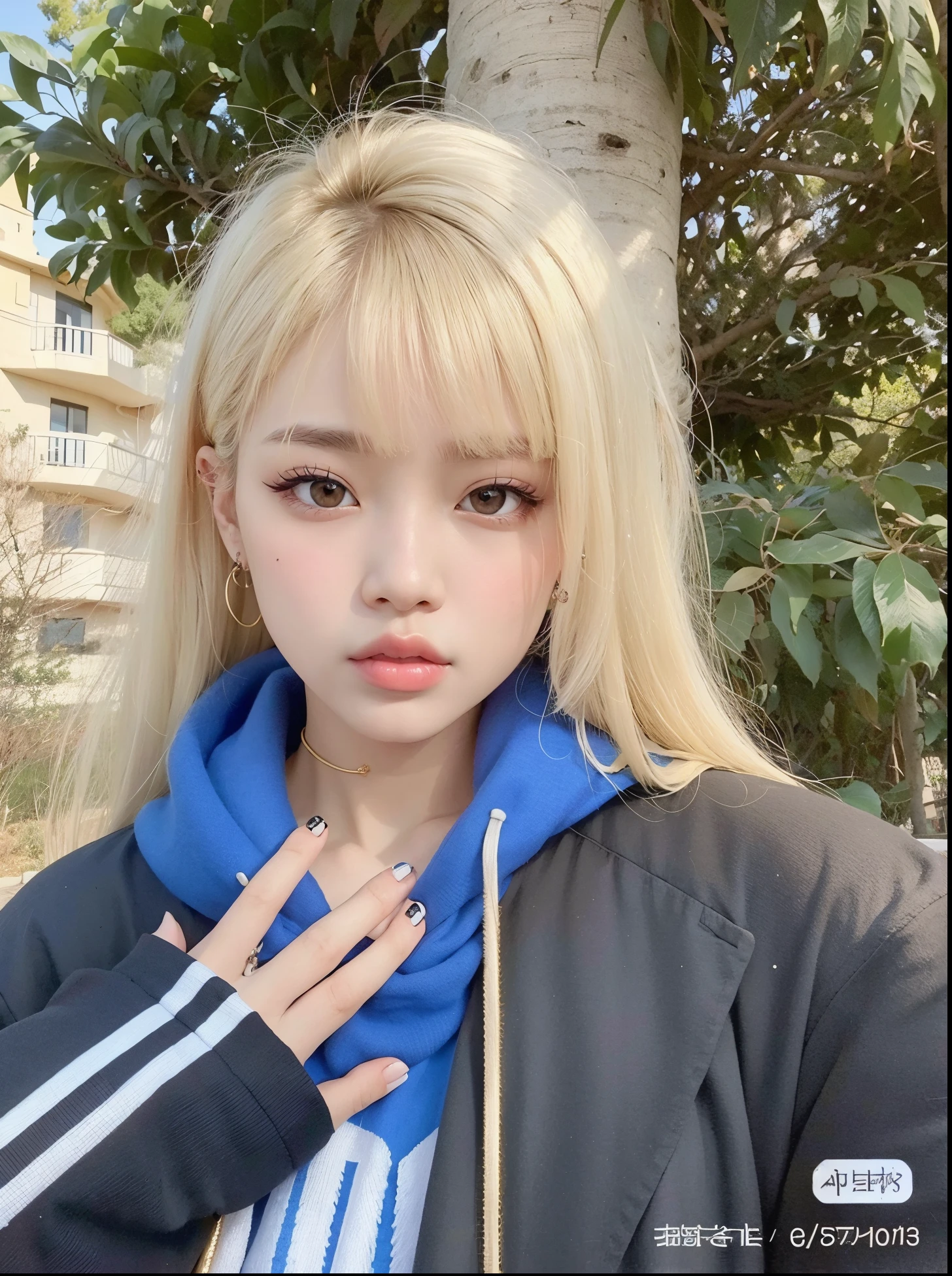 gyaru, dark-skinned, shiny oiled skin, blond hair, wearing pink track jackets, wearing thongs, squatting in the rice field, at sunset