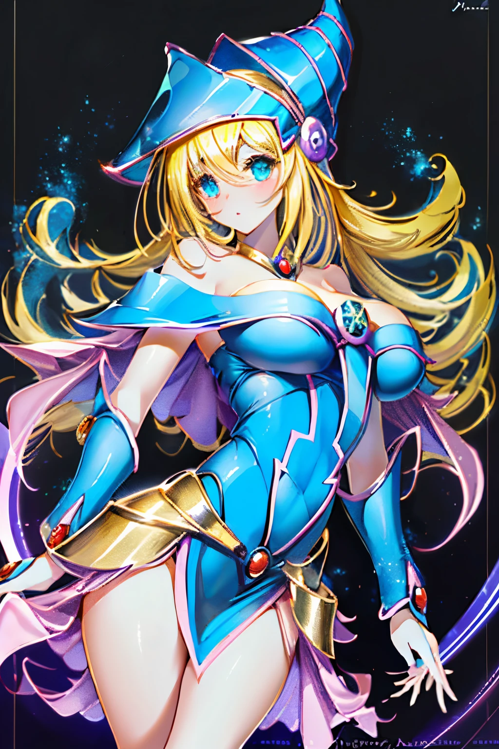 Un mago negro flotando tiernamente, magical aura, Fantastic background, Runas brillantes, (( una carta de Yu-Gi-Oh debajo)), giving the impression that she has been summoned,epic composition, (Intrincado alto detalle), (complex design, Ultra-detalles :1.2), Art Station, (obra maestra, la mejor calidra HD, 32K ,octanaje renderizado, bioluminiscente,8K concept art resolution, realismo,por Mappa studios,obra maestra,la mejor calidad,Arte oficial,illustration,clear line,(Fresco_Color),Perfectcomposition,Absurdo, fantasy,( debajo hay un mapa de Yu-Gi-Oh), Diagramas