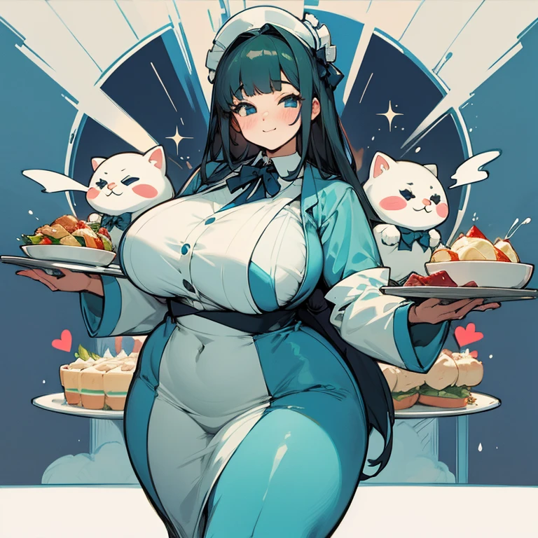 Bbw Fat Chubby Big Tits Waiters Pose Welcoming Client Maid Suit 