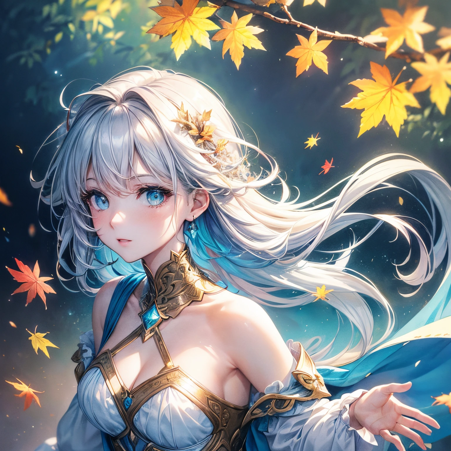 (8K, Best quality, tmasterpiece:1.2),(Best quality:1.0), (Ultra-high sharpness:1.0), aquarelle, a beautiful  woman, bshoulder, shairband, by Agnes Cecil, Broken, Extremely luminous and bright design, pastelcolor, (ink:1.3), Autumn lights,