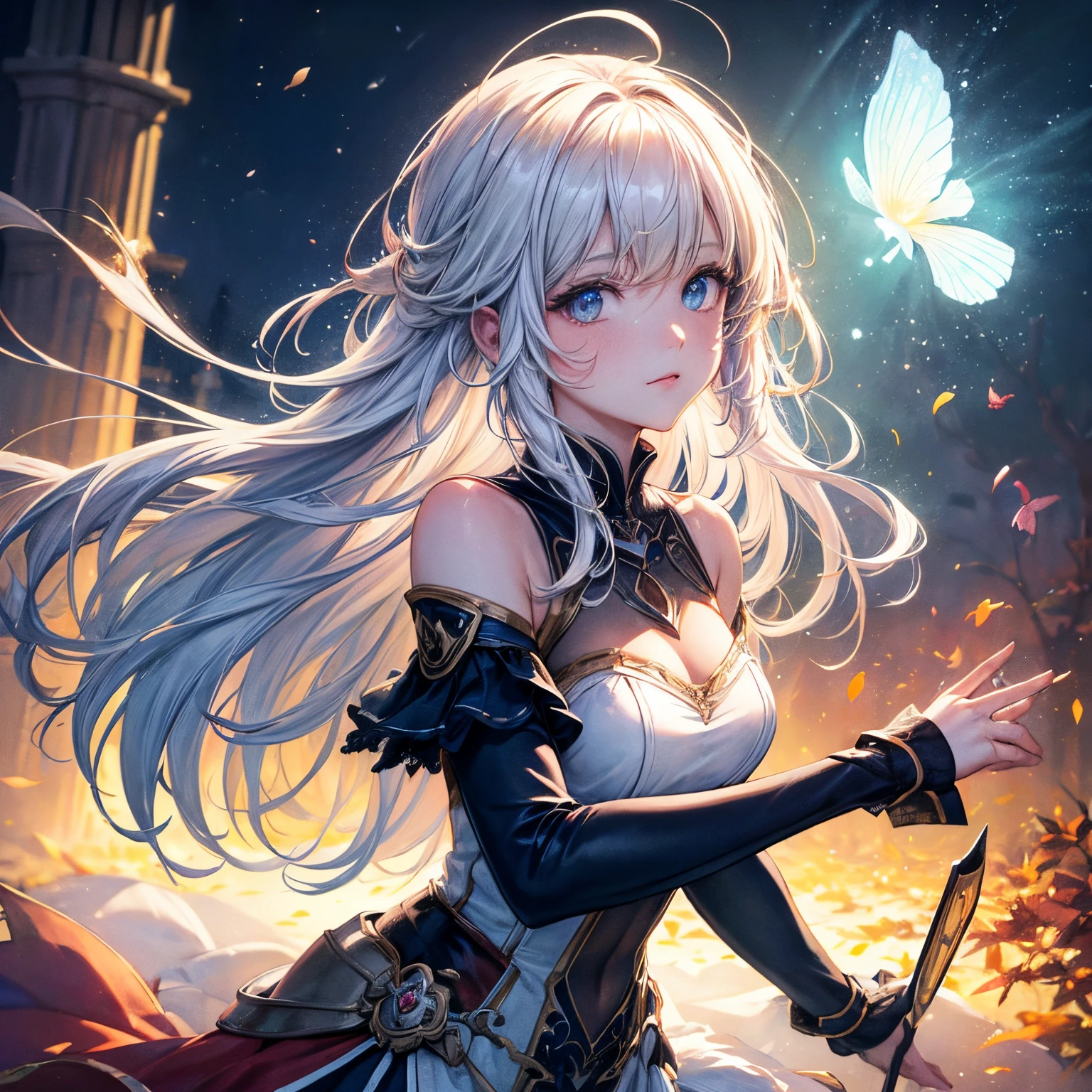 (8K, Best quality, tmasterpiece:1.2),(Best quality:1.0), (Ultra-high sharpness:1.0), aquarelle, a beautiful  woman, bshoulder, shairband, by Agnes Cecil, Broken, Extremely luminous and bright design, pastelcolor, (ink:1.3), Autumn lights,