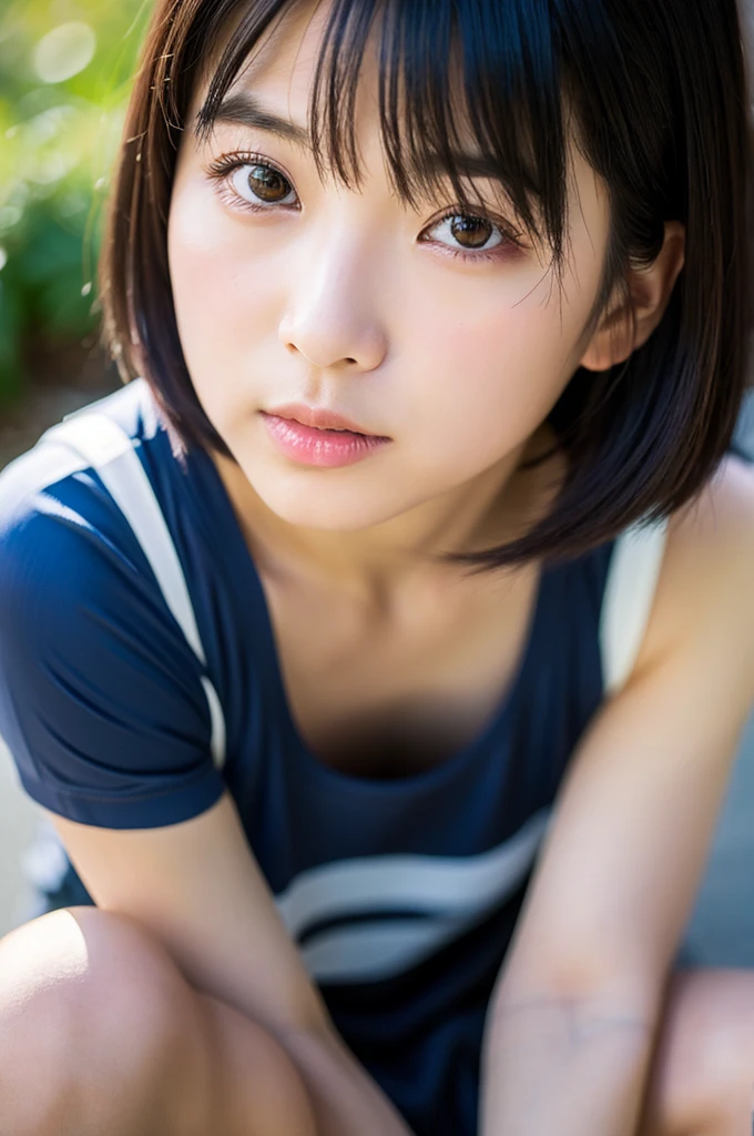 (8K、top-quality、​masterpiece:1.2)、(reallistic、Photorealsitic:1.2)（ultra-detailliert、hight resolution）(Slouched:1.3)、crouching down、(From  above:1.2)、(a closeup:1.4)Open your legs、（Sit with your knees upright:1.4）
Kiss Face,sad Facial expression,embarassed expression,Alafed Girl, chiho, iwakura lain, closeup Iwakura Lain, With short hair, Shiori Teshirogi, Kotegawa Yui, hime-cut, She is 17 years old, sui ishida with black hair, lain iwakura, girl cute-fine-face, Clear pubic contours,(Small breasts), hight resolution, ighly detailed, top-quality, [​masterpiece:1.6],, ighly detailed, nffsw, finely detail, top-quality, , Cinematographic lighting, 1girl in、17 age、Cute Japan Girls、perfect body type、, cute droopy eyes beautiful big eyes、Transcendent beauty　top-quality、​masterpiece、majicMIX Real、(Raw photography:1.2)、(Photorealsitic:1.4)、Negative Prompt