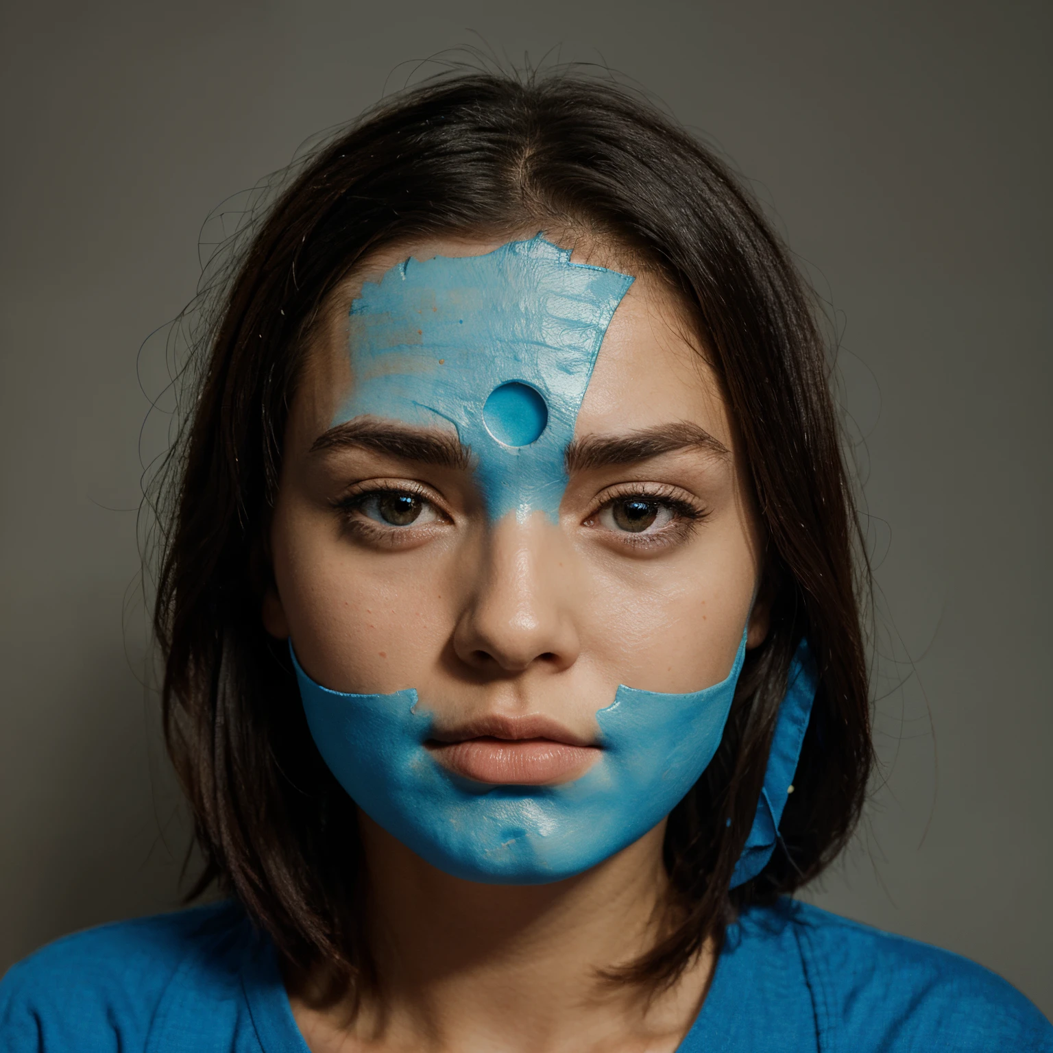 People blue, circle head, PDR in the face