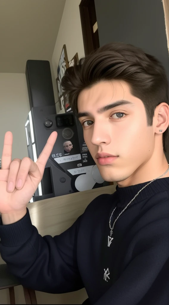joven arafed un signo de la paz con los dedos, Zac Retz, Adrien Girod, Marca ariana, asher duran, tommy 1 6 years old, Declan McKenna, 18 years old, Cara y chico perfectos, Director de Ene, diego fernandez, 1 6 years, Jovencitos, Sidney Lugo, Mateo Dineen, Tim, Manu Rios, ojos azules