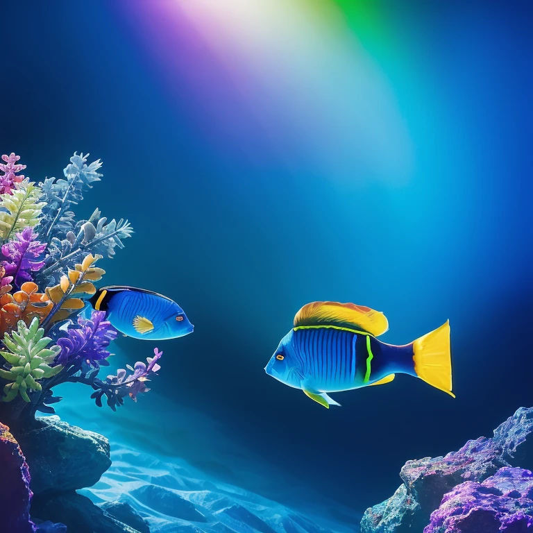 Colorful fish underwater photography 8k uhd, Digital SLR, Soft lighting, High quality, Film grain, FUJI XT3