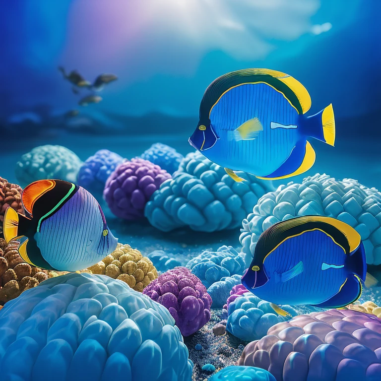Colorful fish underwater photography 8k uhd, Digital SLR, Soft lighting, High quality, Film grain, FUJI XT3
