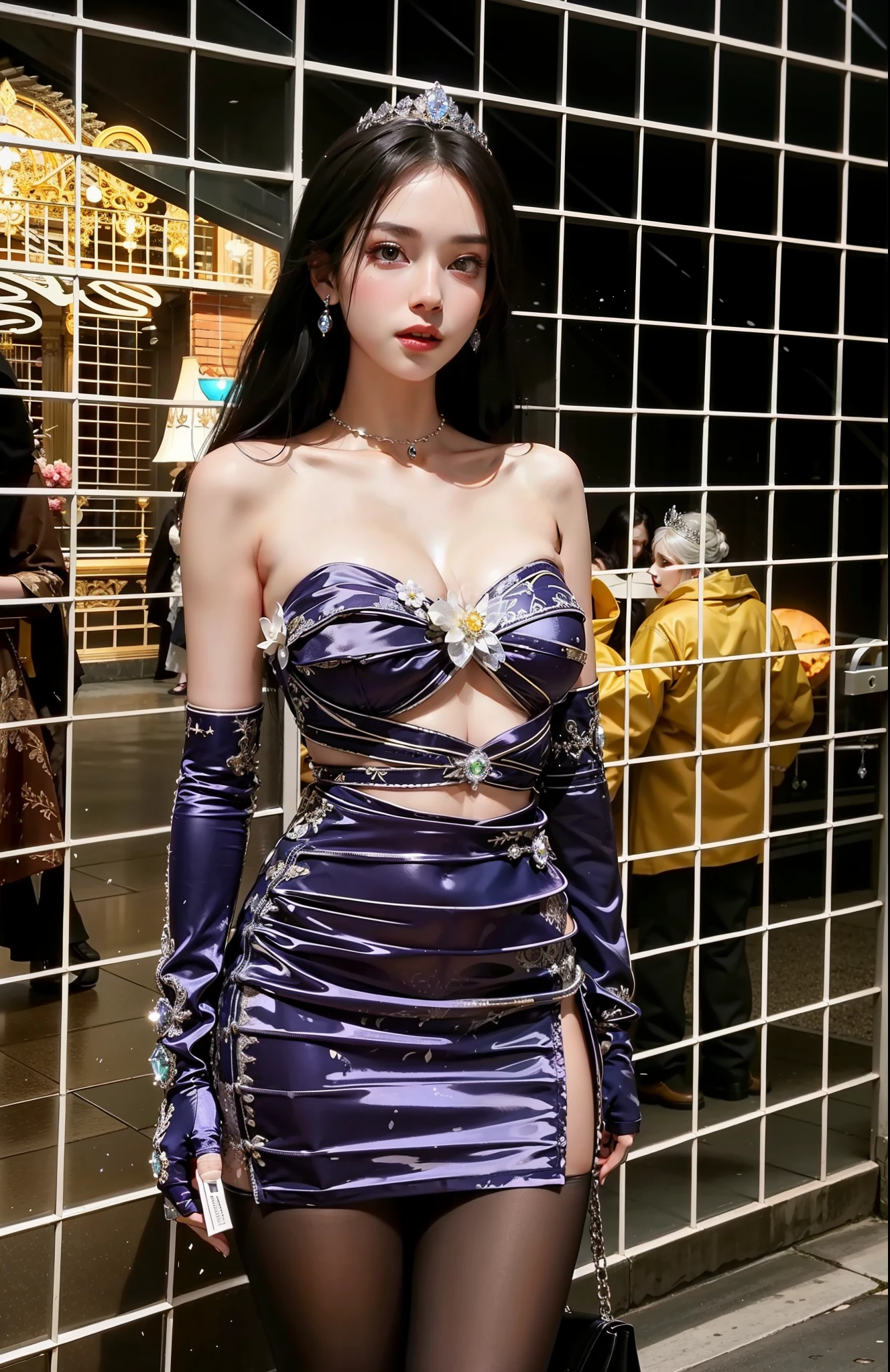 Imperial sister，A detailed eye，Snow Queen，put the crown on your head，Detailed facial expressions，Ripe body，Tall figure，Number，legs long，4K，k hd，fleshy feeling，White translucent lace，Fair and plump figure，Nice face，Cherry small mouth，beautiful and delicious（3D royal sister），busty figure，gloss gel coat，Dress luxuriously，Gem Diamond Crown