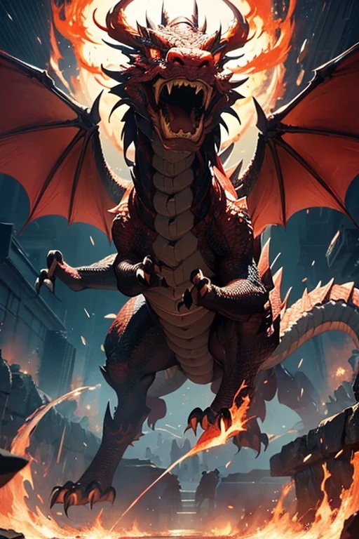 masterpiece, 
best quality, ultra-detailed, photorealistic, extremely delicate, 
Chinese Dragon, Dragon comes Alive, 
roaring, breathing flames, 
dynamic angle, intense angle, cinematic lighting,