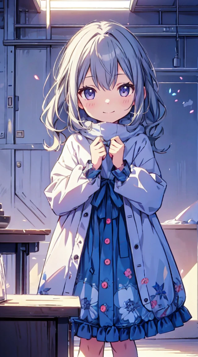 masutepiece, Best Quality,Illustration, Wallpaper, ultra -detail, 1little girl、♡、Futomo、Poses in motion、soft smiling、Dress warmly