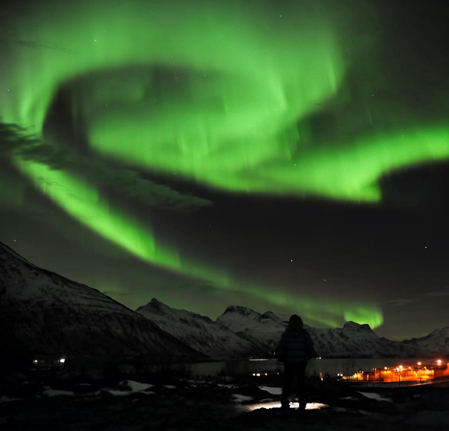 A person standing in front of a green aurora, Aurora, Aurora Borealis, With the Northern Lights in the Sky, Aurora Borealis in the Sky, anato finnstark, Aurora Borealis in the Sky, Einar Nielsen, by Caroline Mytinger, strong aurora overhead, by Erwin Bowien, solar storm, Norway, Aurora, Fuji Film」