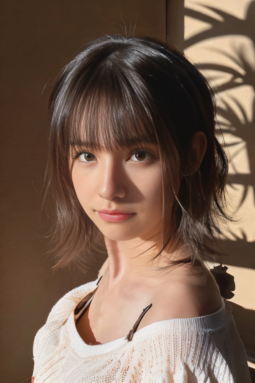 ((of the highest quality)),((masutepiece)),((Very beautiful)), unique light and shadow, One girl, hair messy, Realistic skin texture, rugged desert, cacti, Feminine pose